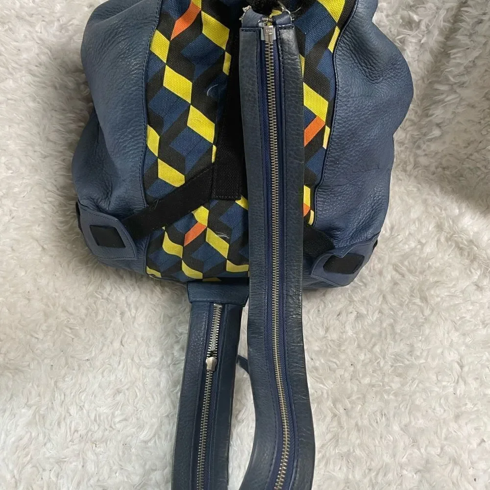Schuyler & Sons Philadelphia leather Bleu & multi color backpack/Sling b…